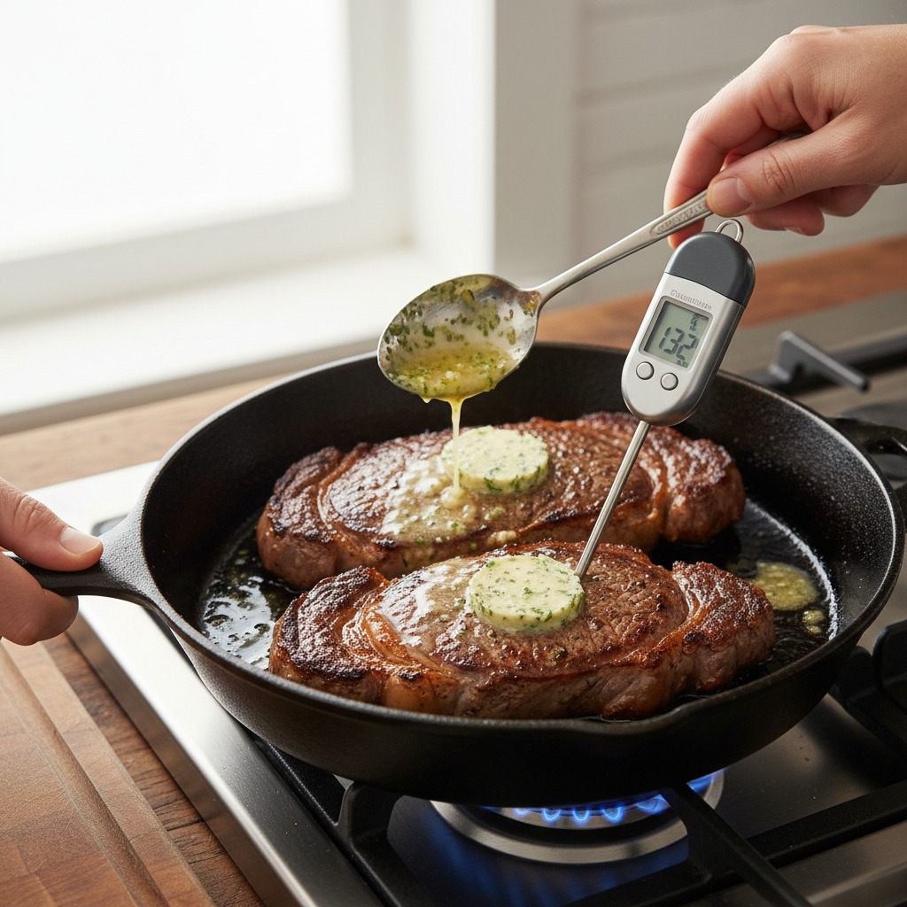 Baste and finish to target temperature