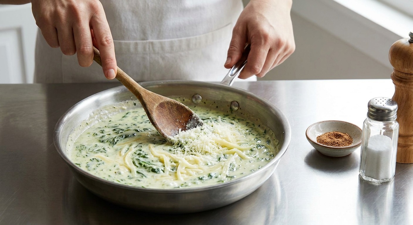 Finish with Parmesan and nutmeg