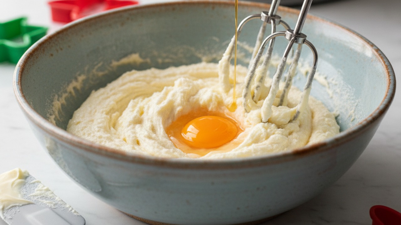 Cream butter and sugar, add egg and vanilla