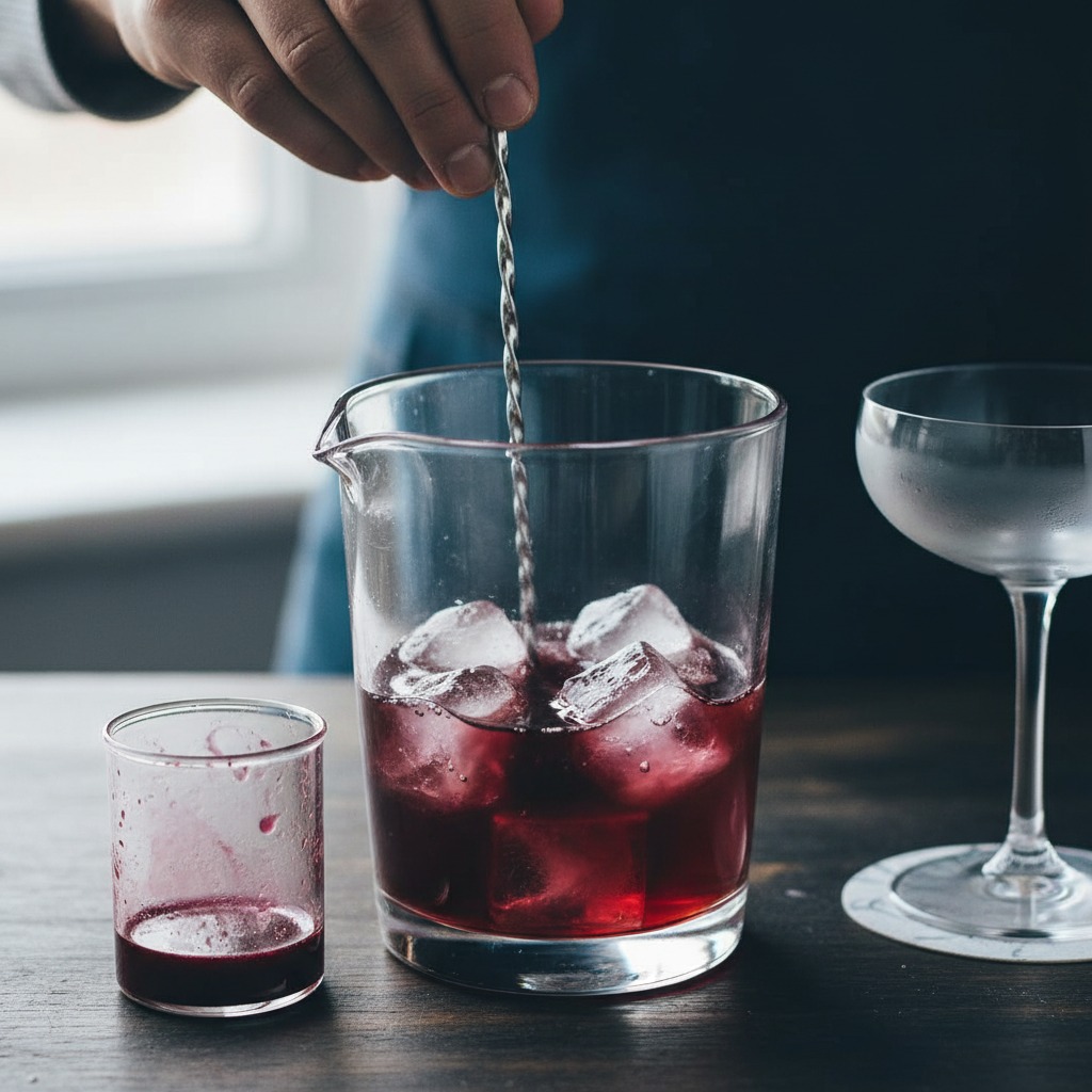 Add ice and stir