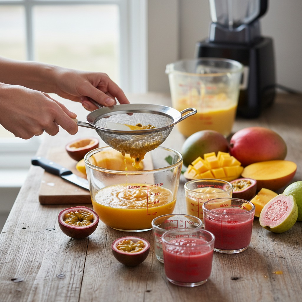 Prepare and measure fruit purées