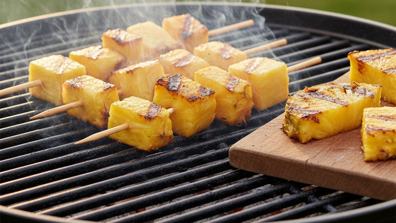Grill and smoke the pineapple