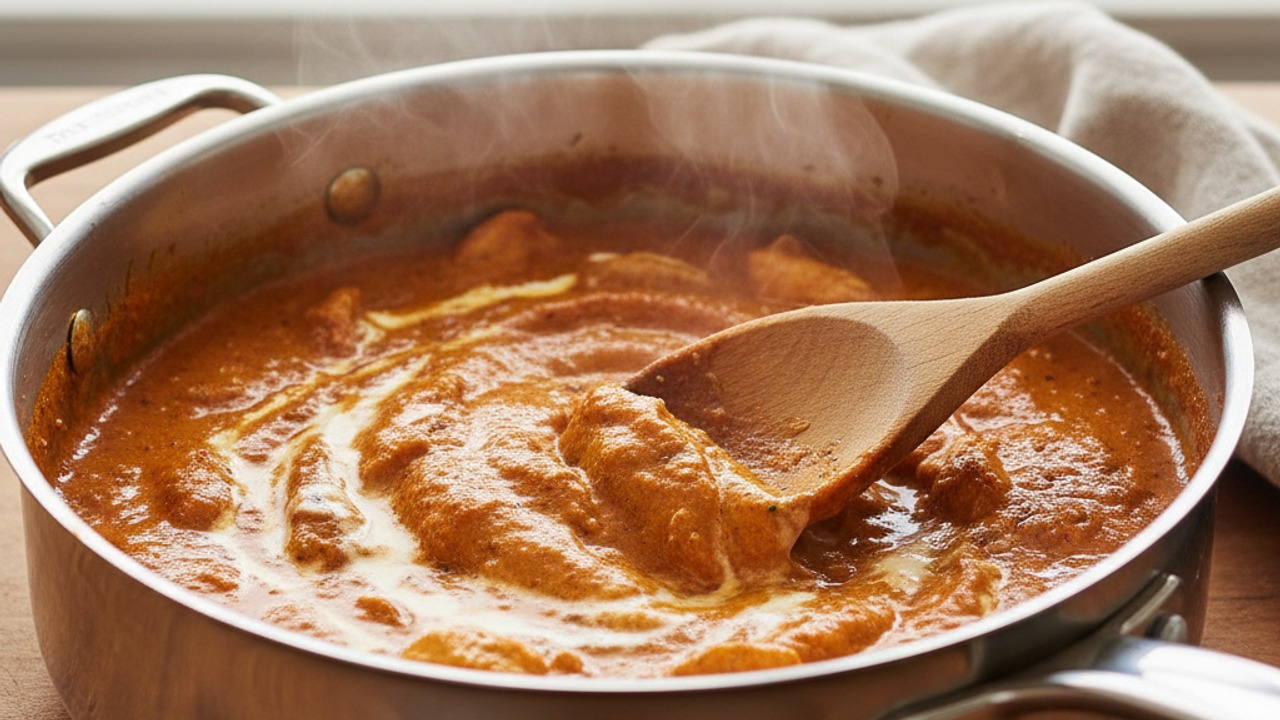Simmer the sauce until thick and creamy