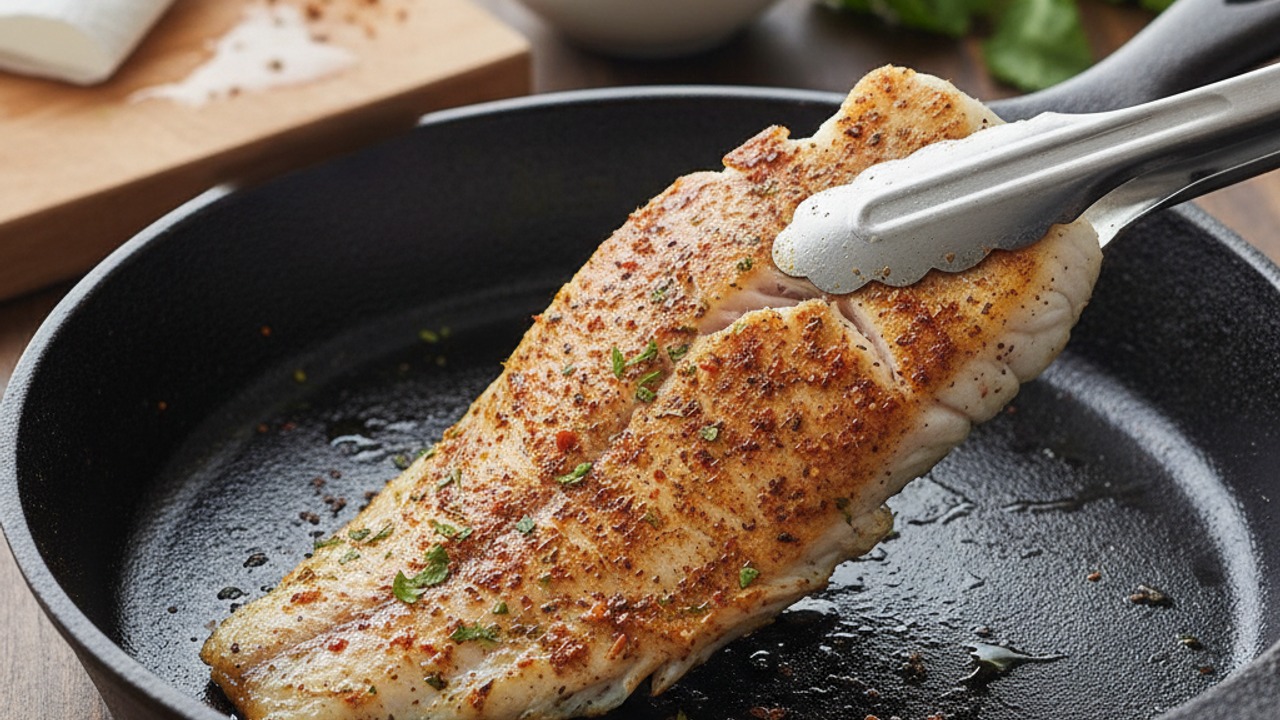 Season and pan-sear the fish