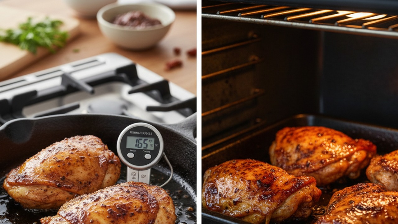 Choose stovetop sear or broil and cook