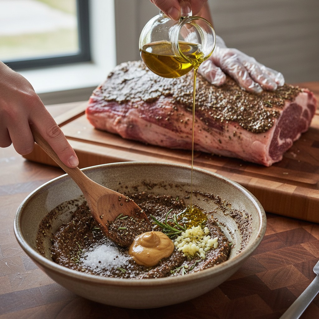 Make the herb-garlic rub