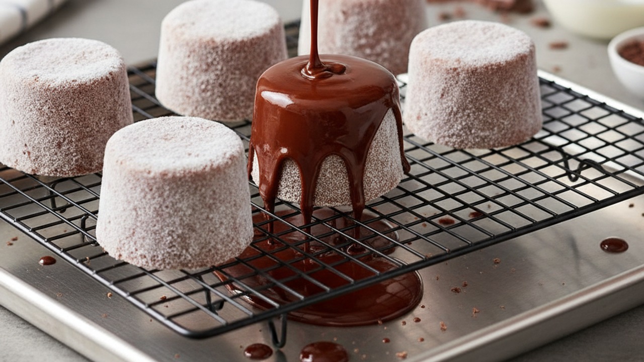 Unmold, glaze with warm ganache, and thaw