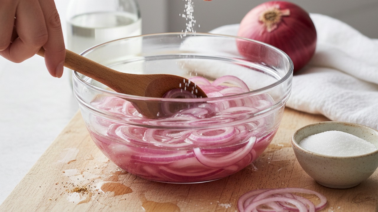 Make quick-pickled onions