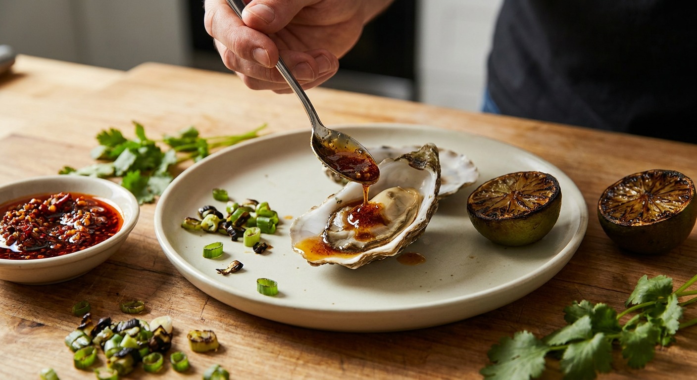 Finish with brown-butter garlic, chili crisp and charred lime
