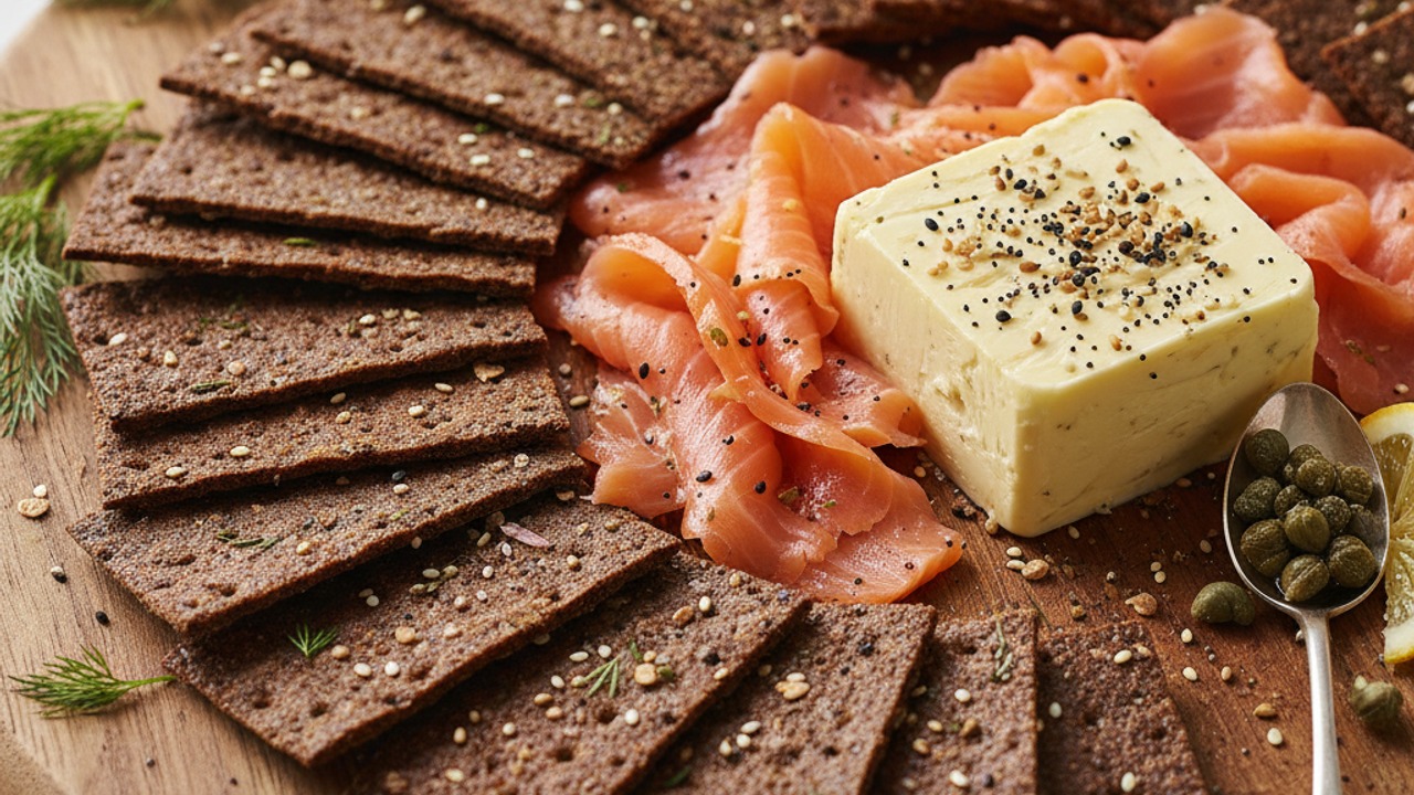 Add rye crisps and finishing touches