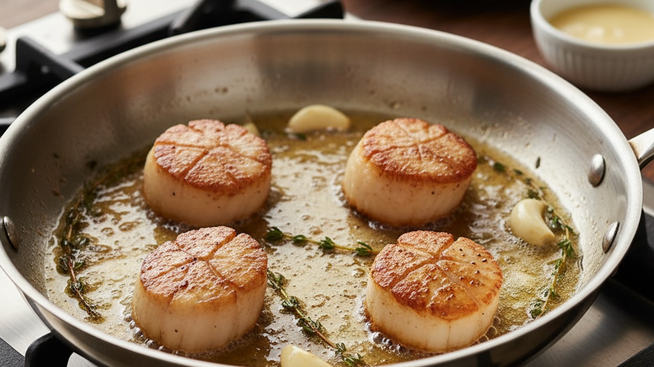 Sear the scallops