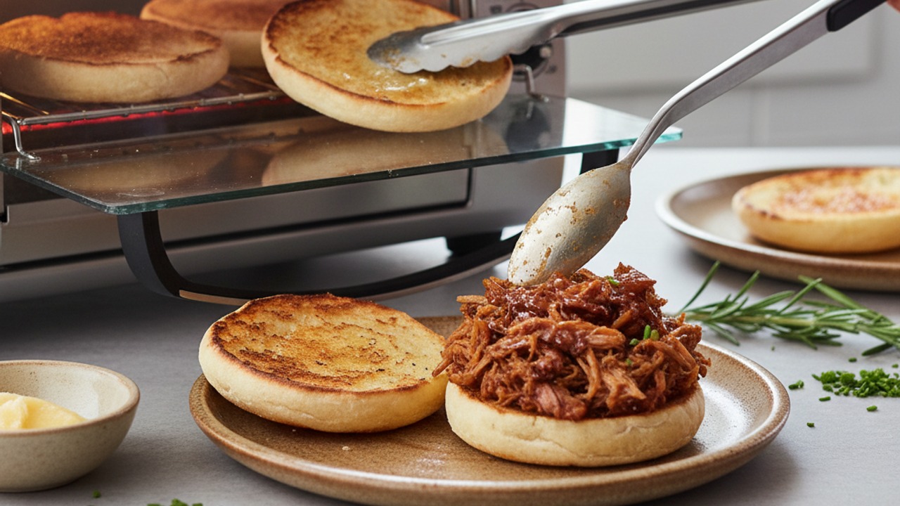 Toast the English muffins
