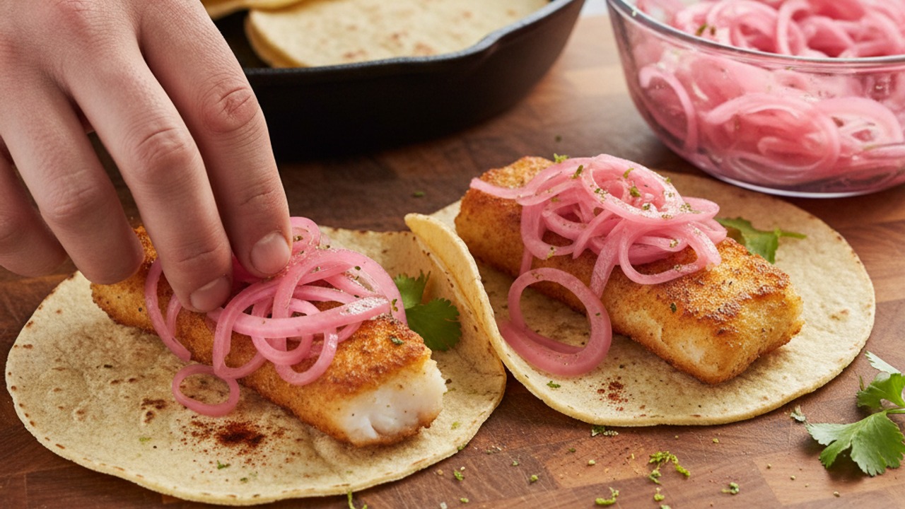 Warm tortillas and assemble tacos