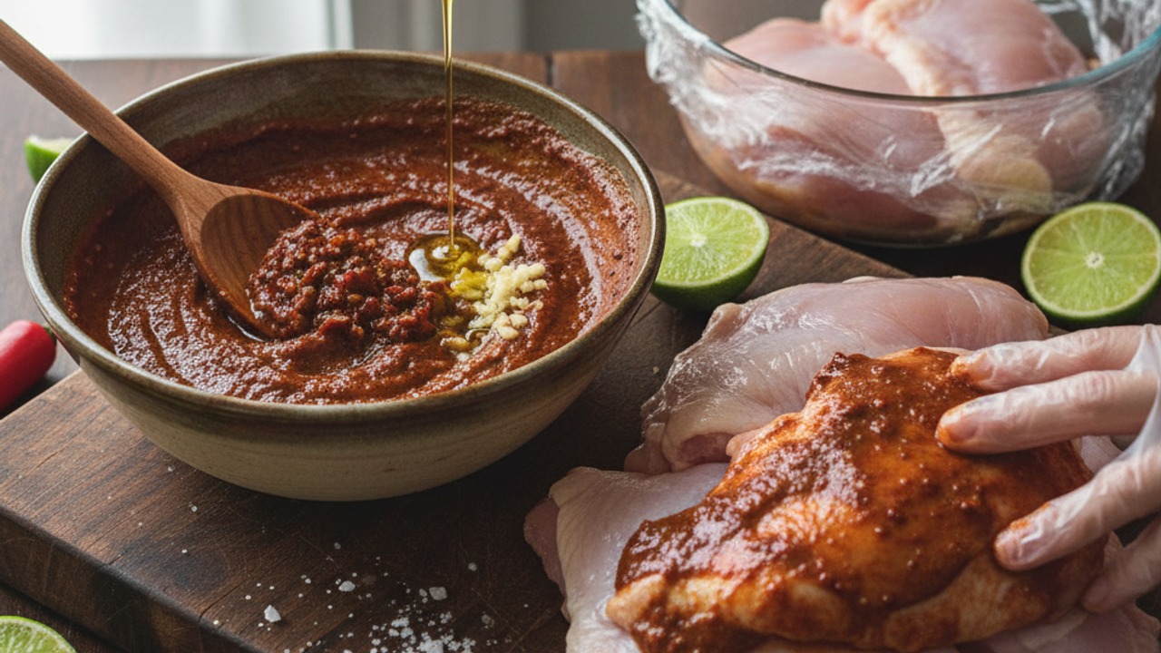Make the chipotle-lime marinade and coat the chicken
