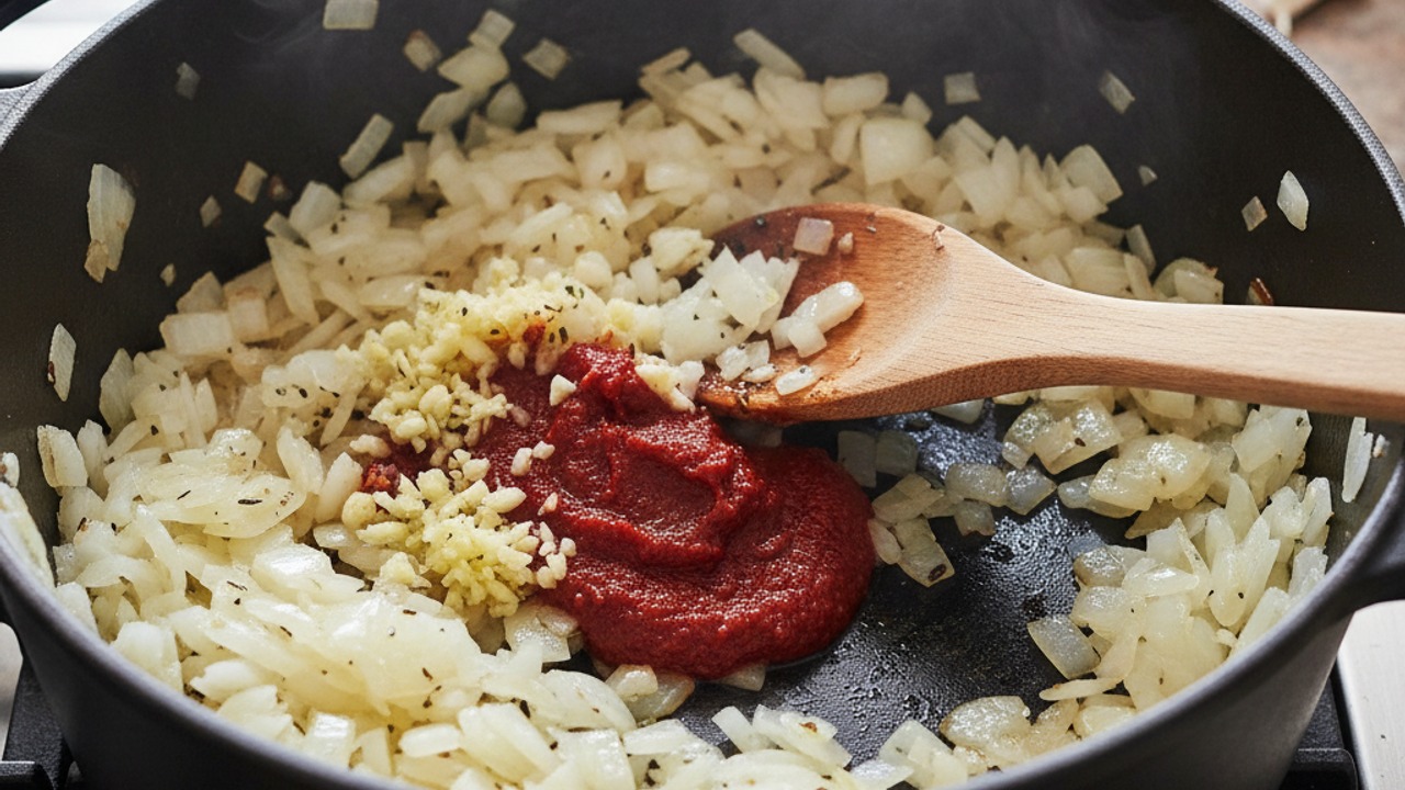 Sweat aromatics and develop flavor