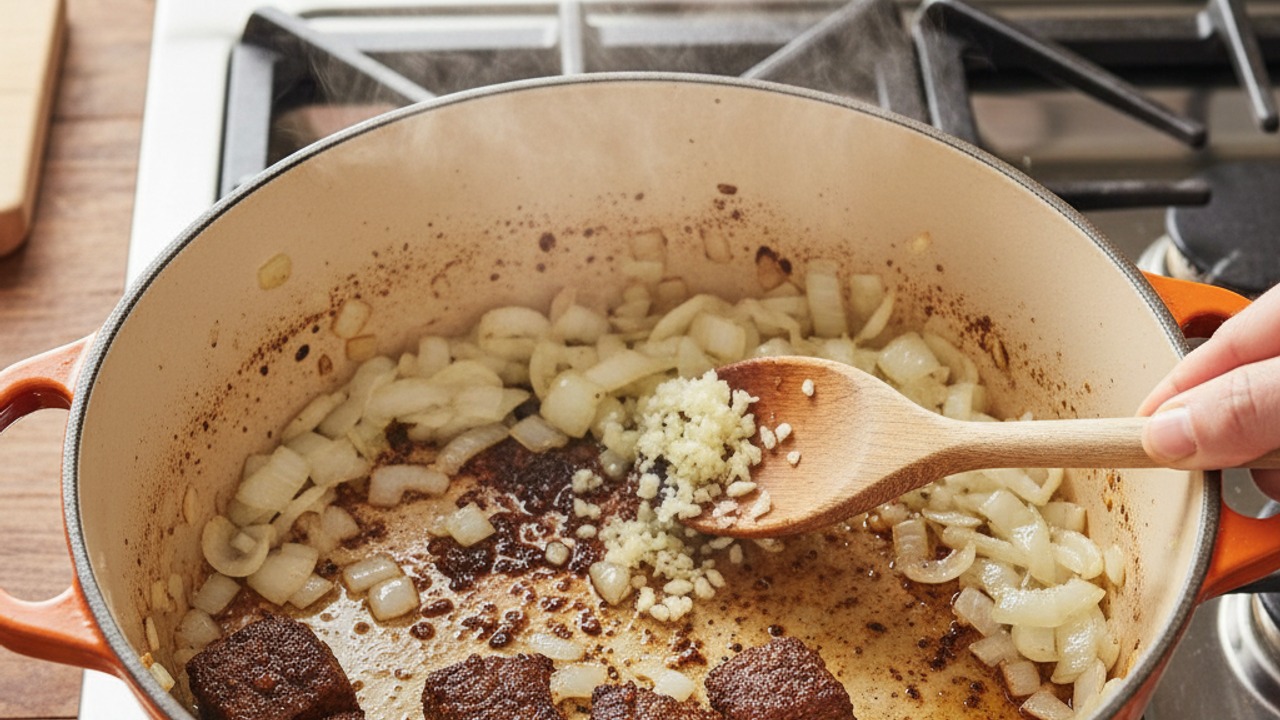 Sauté aromatics in the Dutch oven