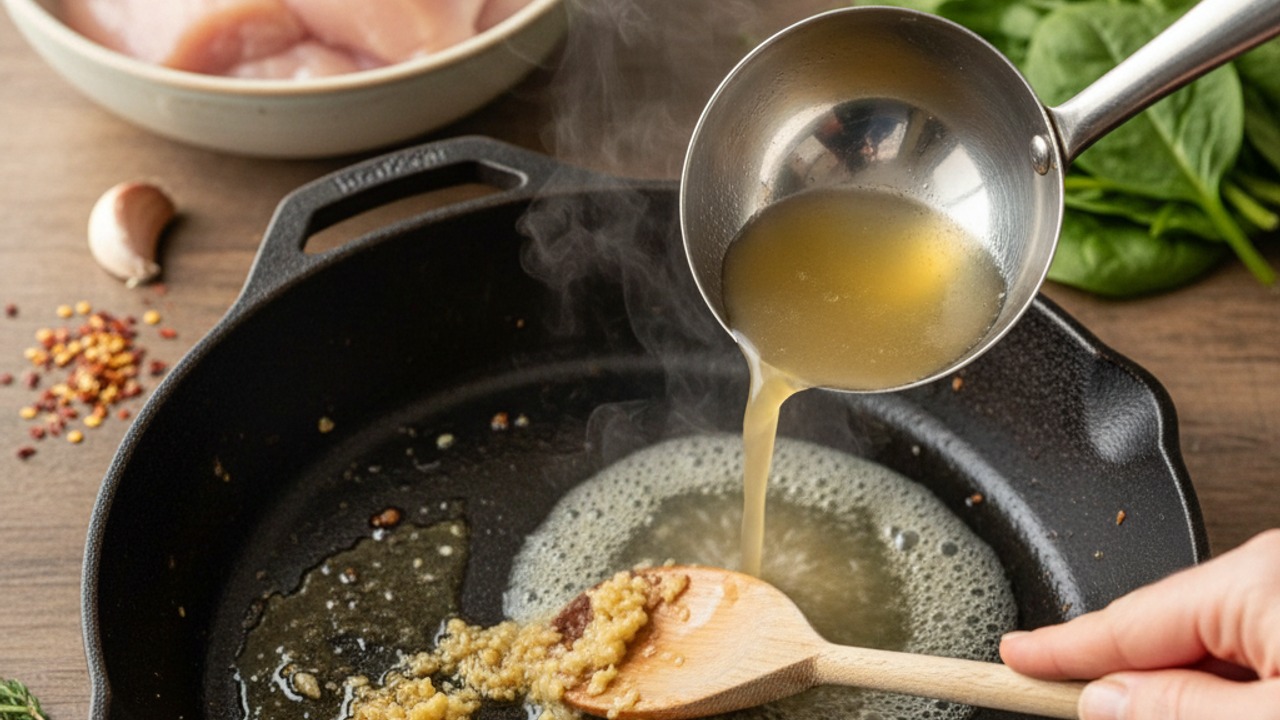 Sauté garlic and deglaze