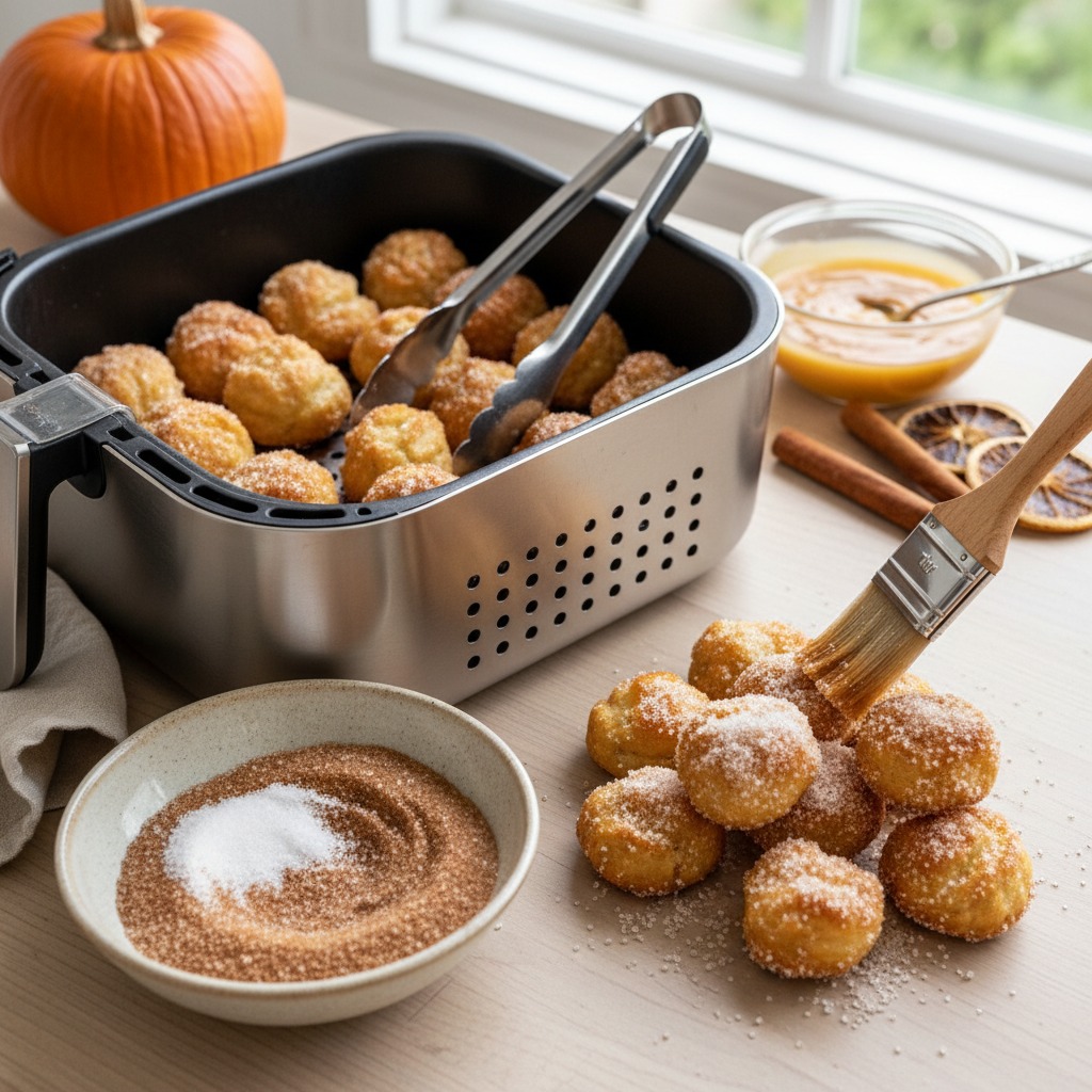 Air fry and coat with cinnamon-sugar