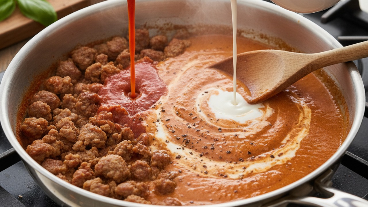 Make the creamy tomato sauce