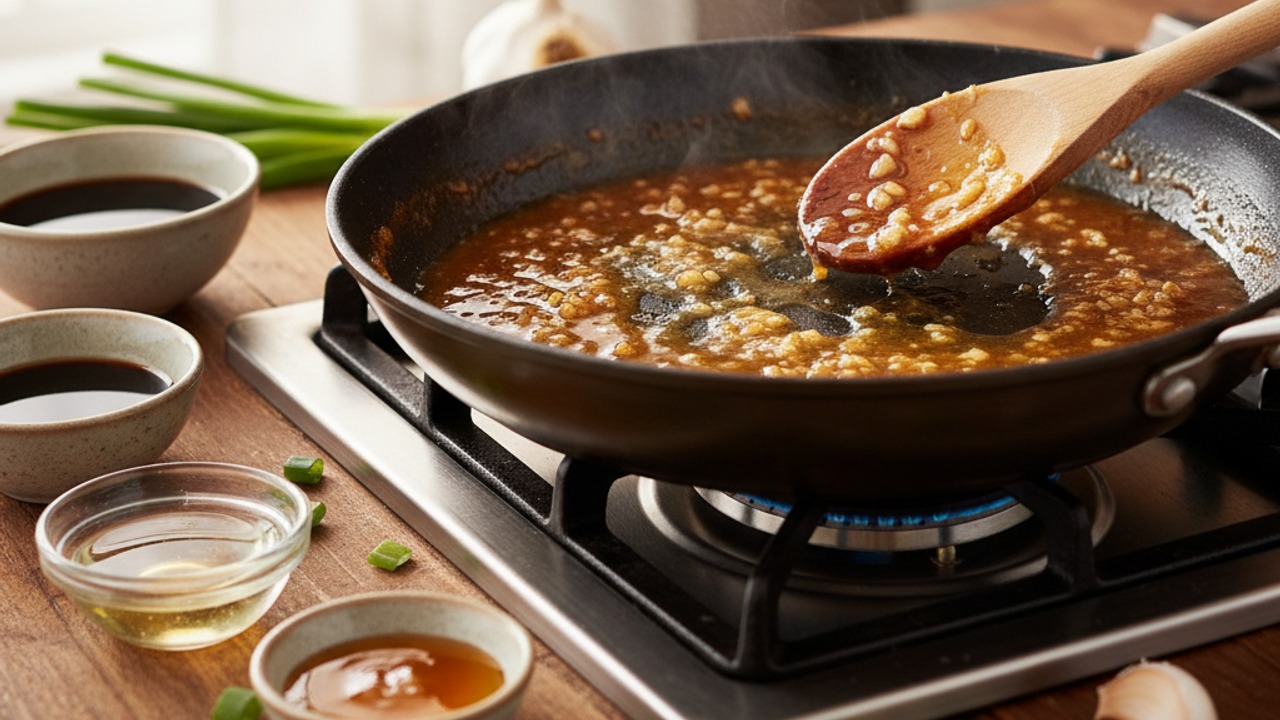 Make the reduced-honey garlic sauce