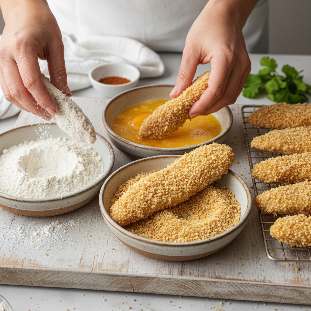 Set up the breading station