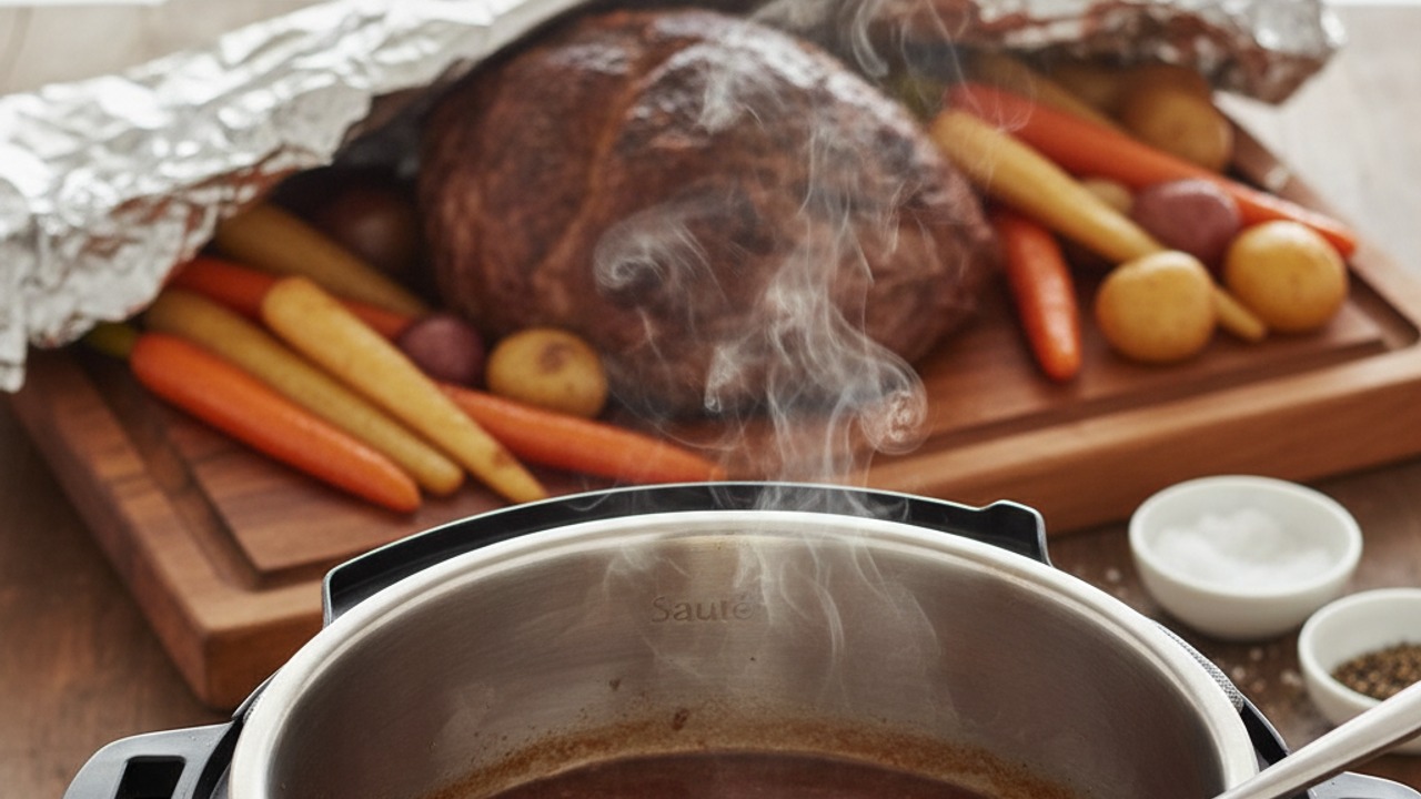 Finish the sauce and rest the roast
