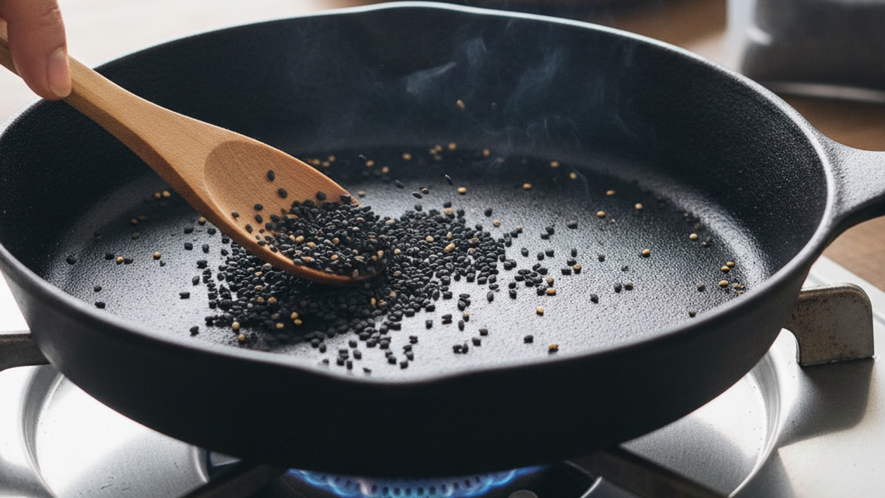 Toast the sesame seeds