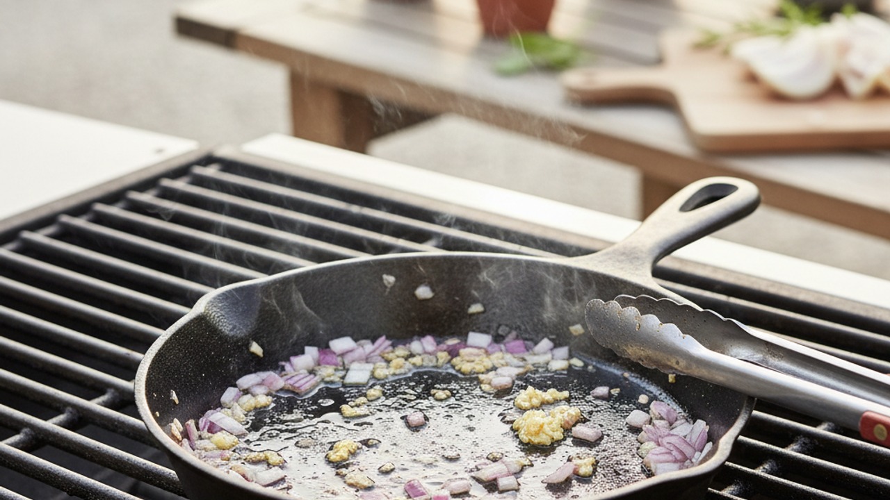 Prep and sweat aromatics on the grill