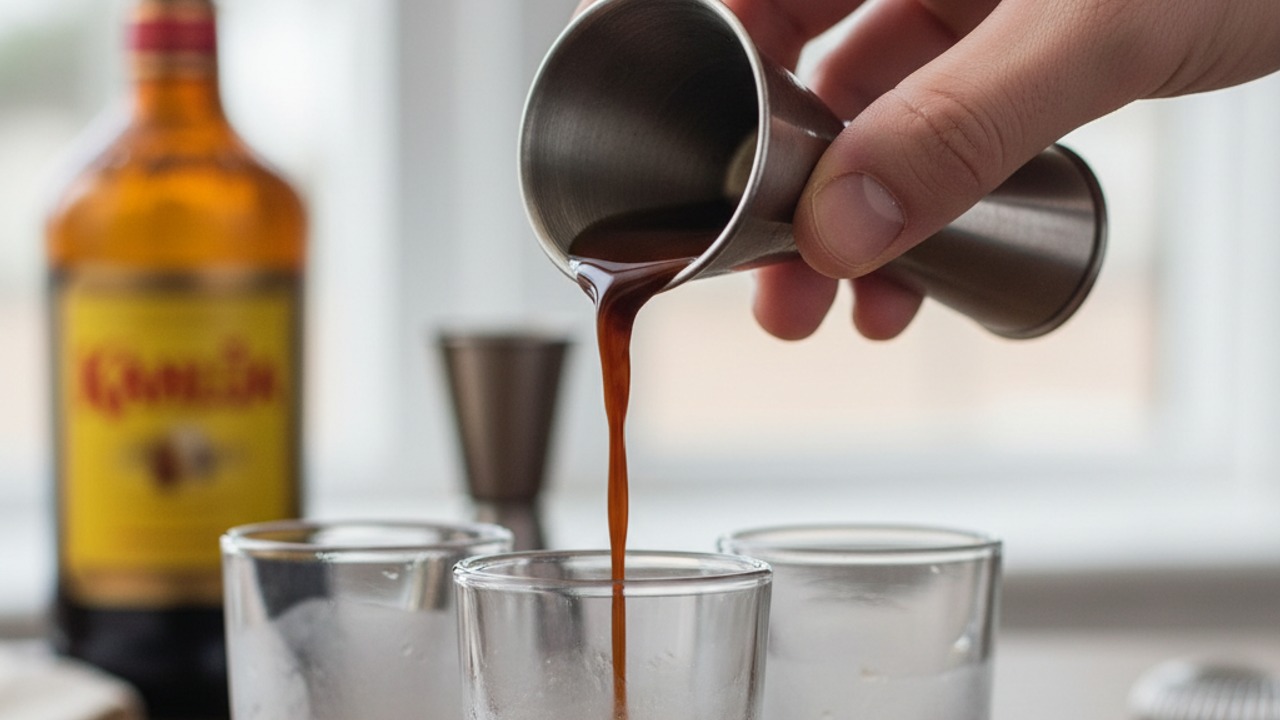 Pour the coffee liqueur base