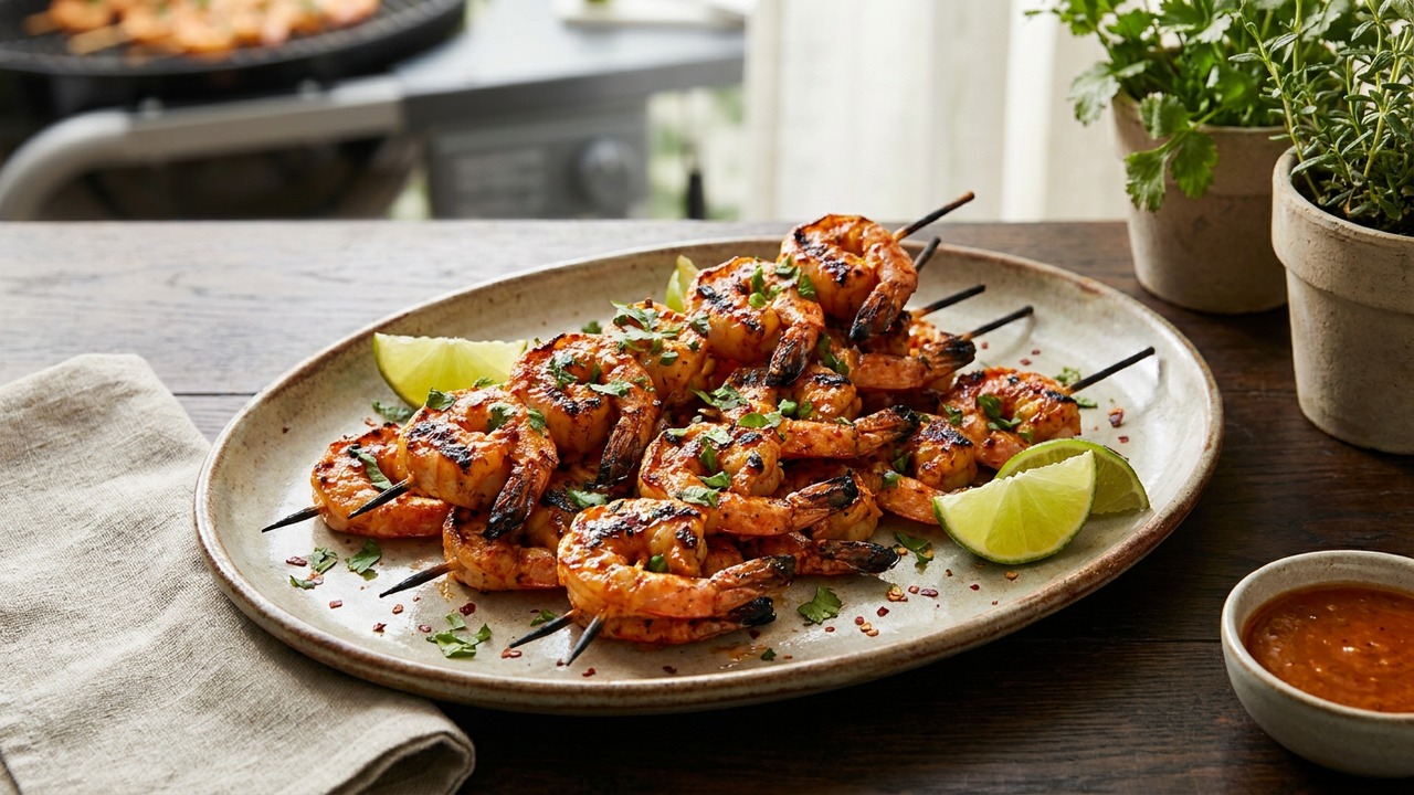 Spicy Grilled Shrimp Skewers with Garlic Lime Marinade