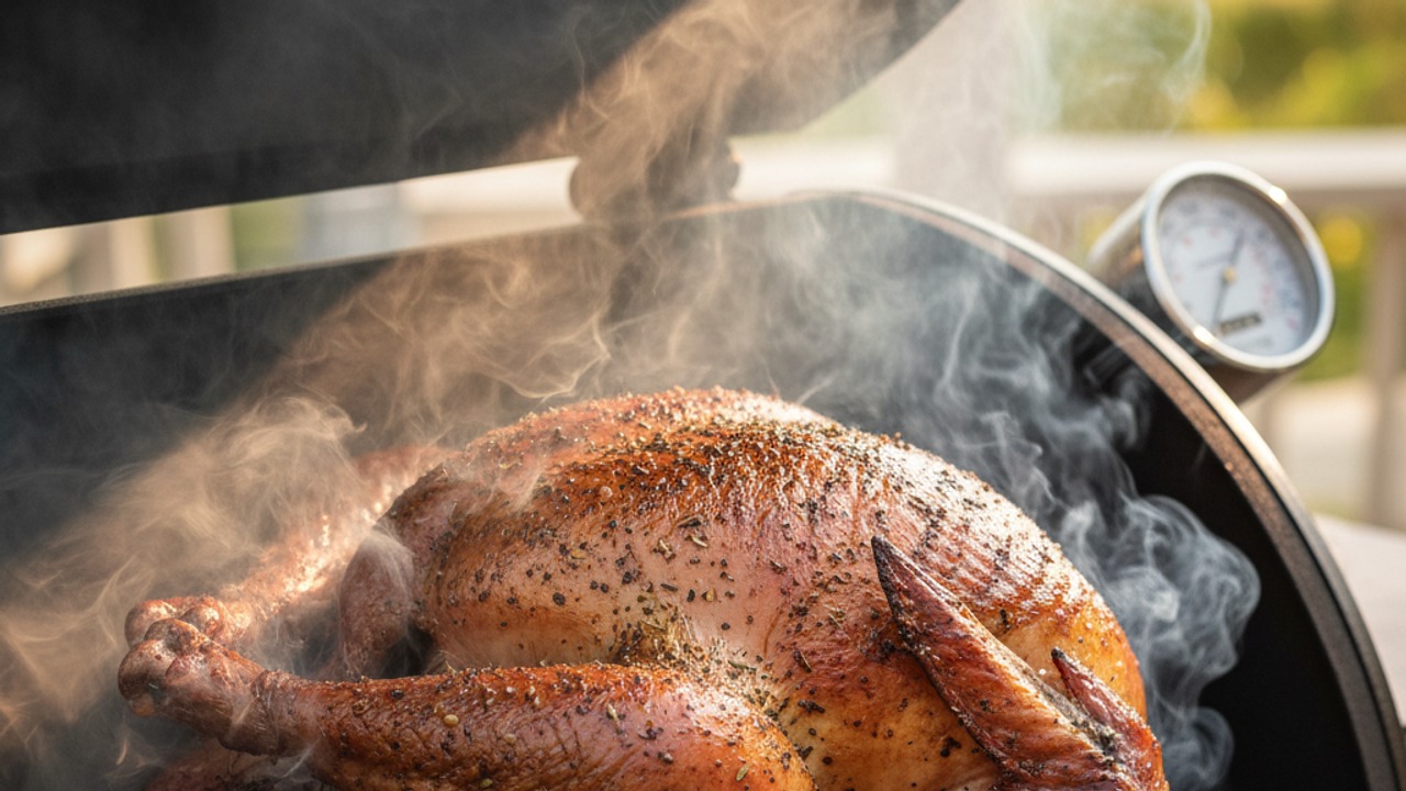 Smoke the turkey until done