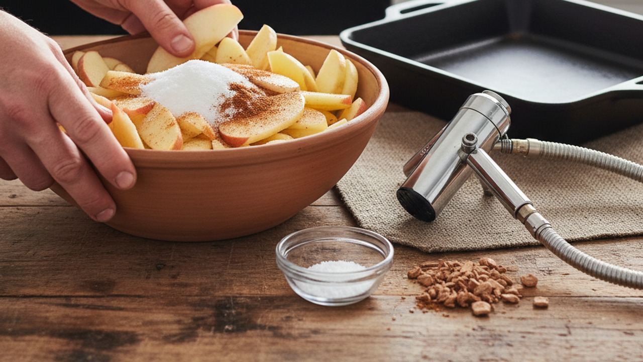 Prep apples and seasoning