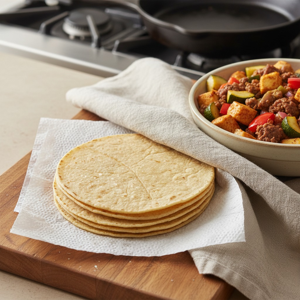 Warm tortillas so they won't crack