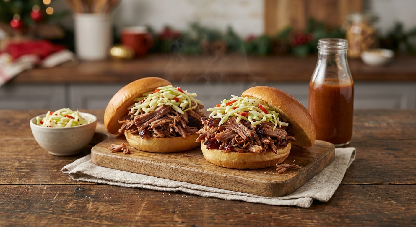 Smoked Pulled Pork Sandwiches with Carolina Vinegar Slaw