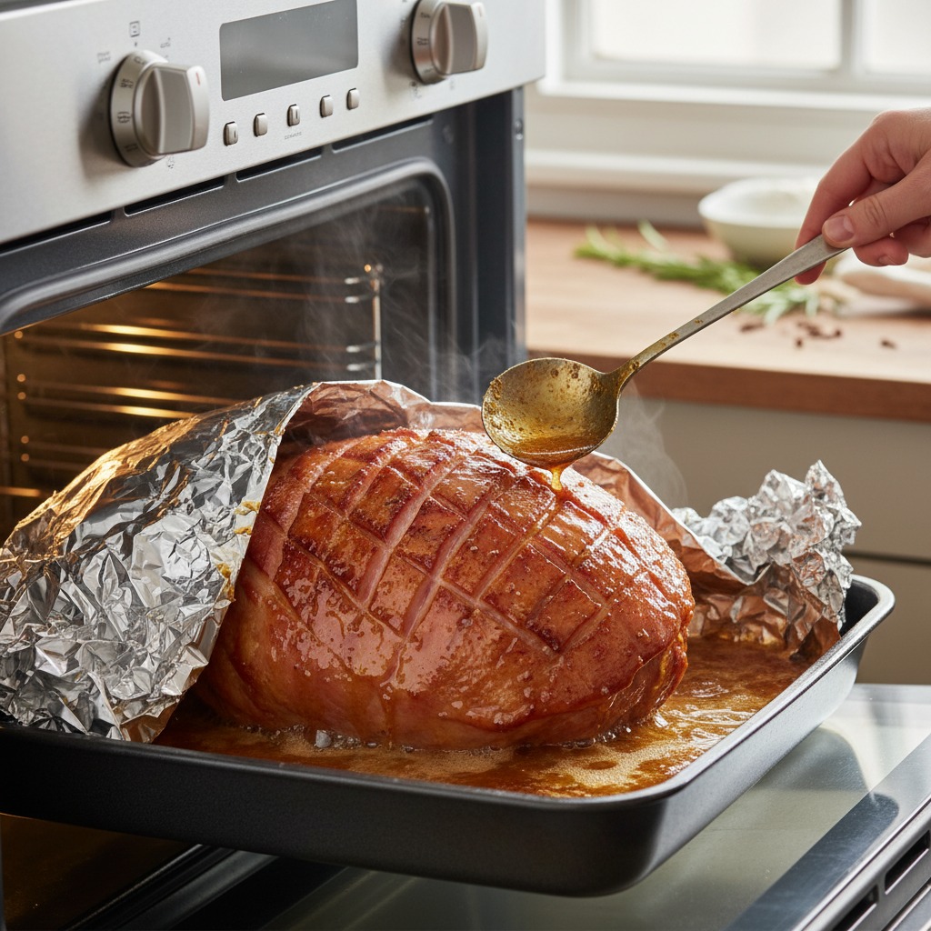 Warm the ham in the oven