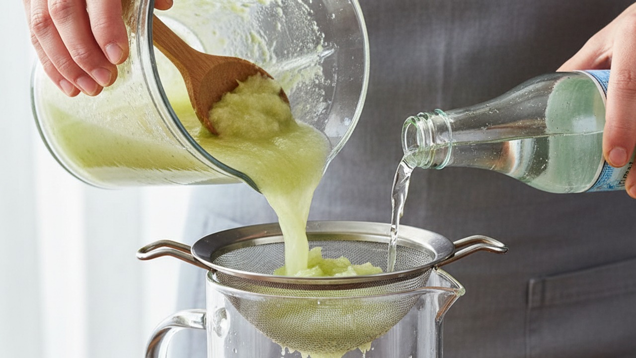 Strain and finish with sparkling water