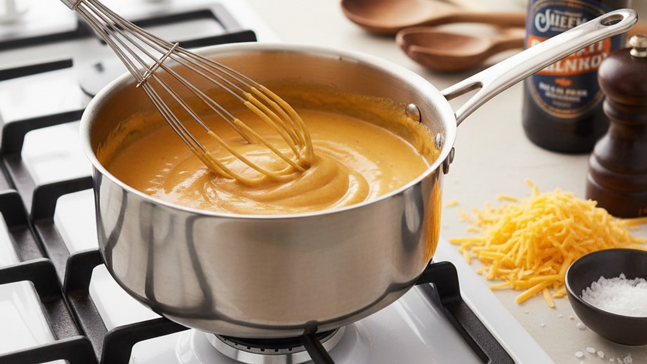 Make the beer-cheese sauce