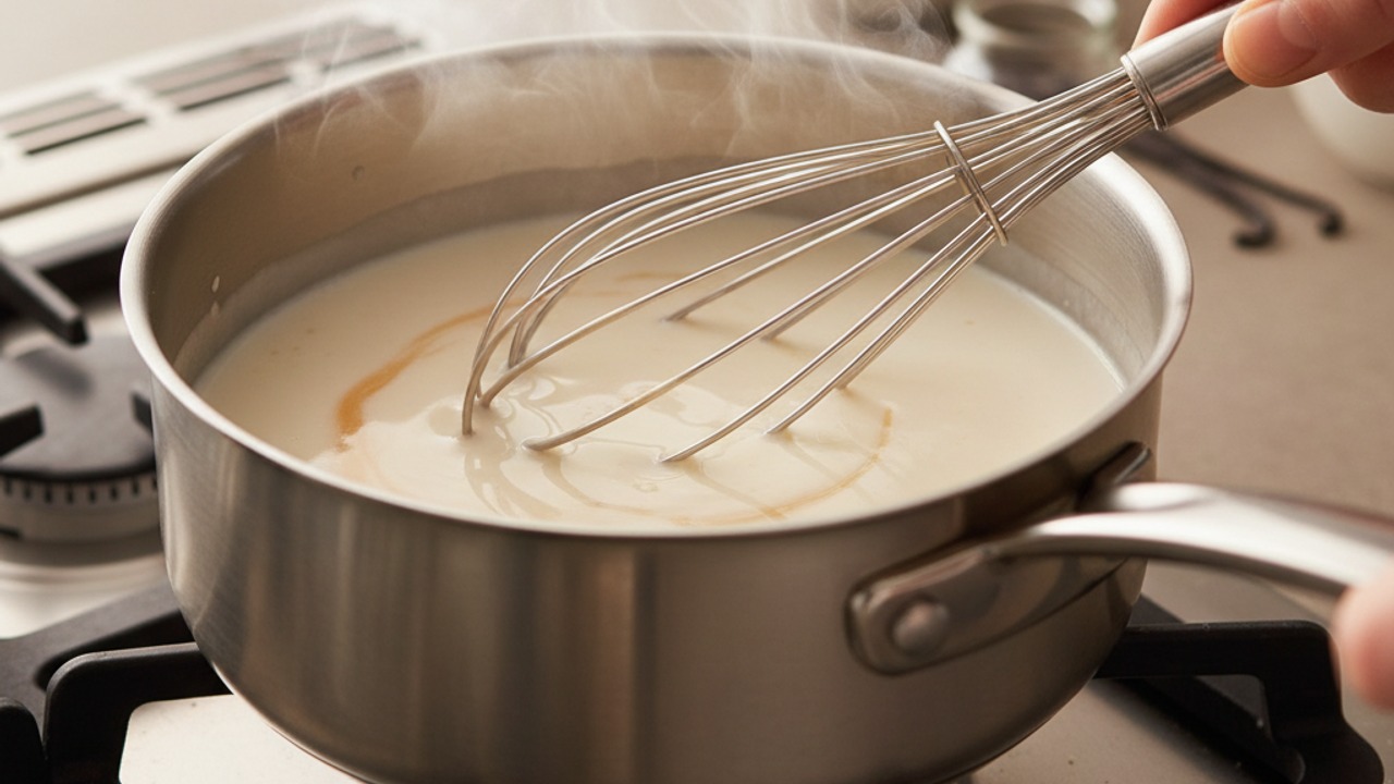 Warm and dissolve protein and sweetener