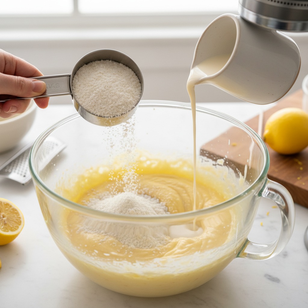 Combine wet and dry ingredients