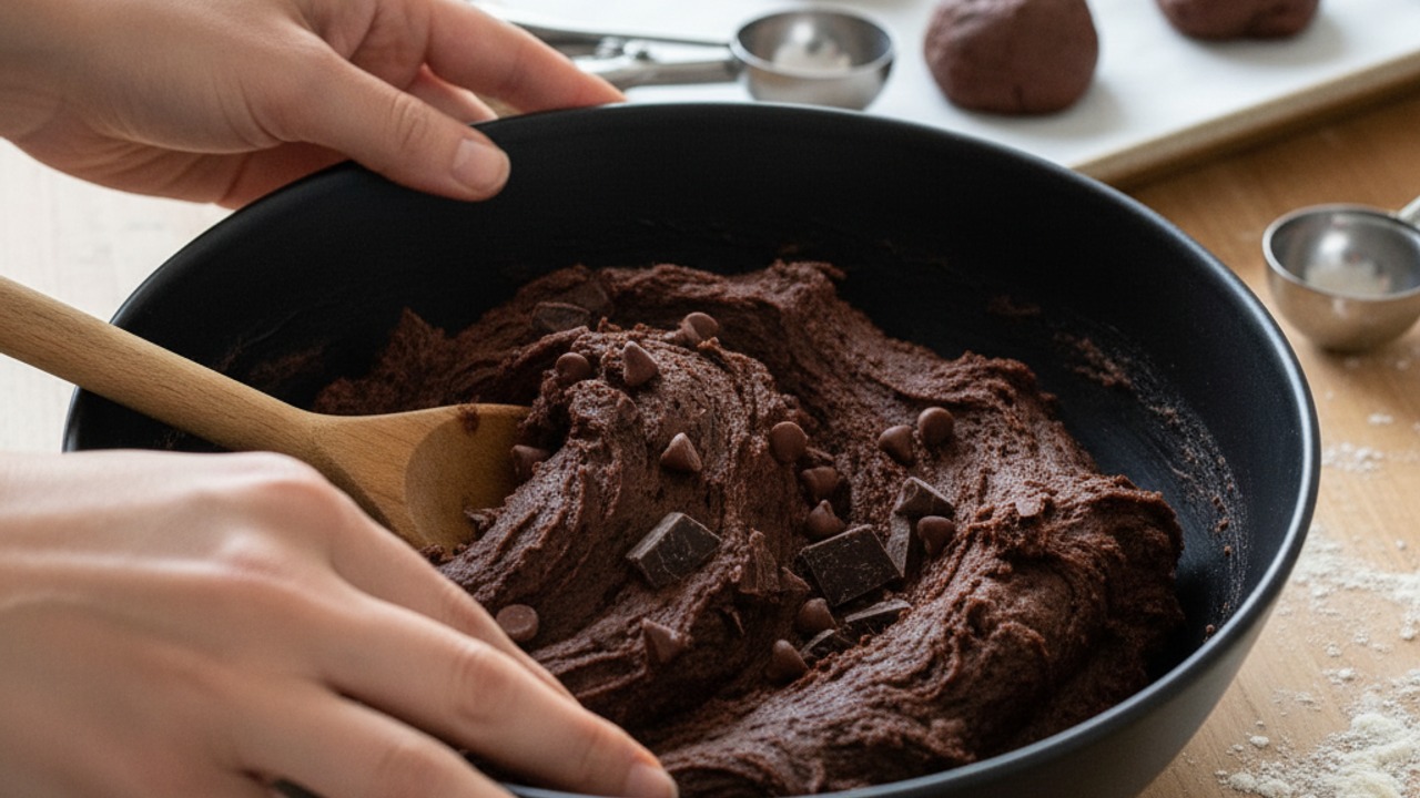 Fold in chips and portion the dough
