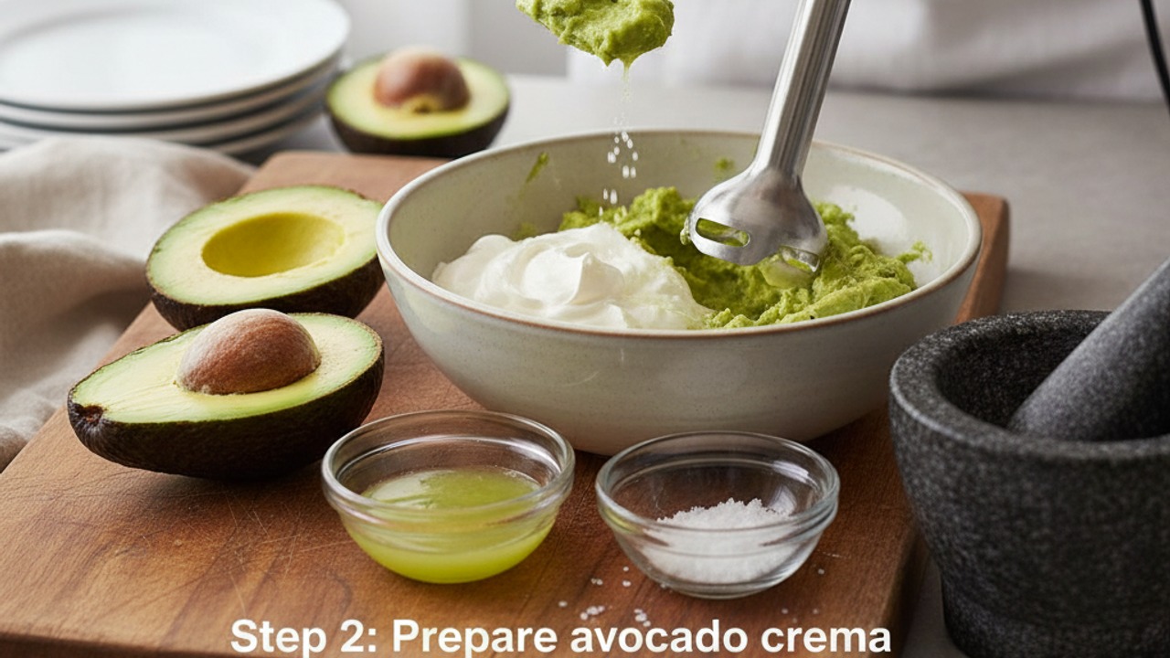 Prepare avocado crema