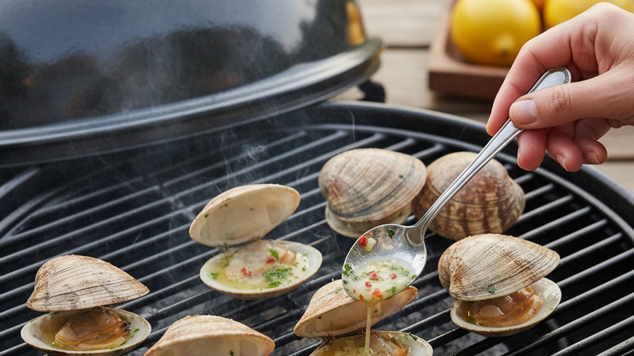 Grill the clams until they open