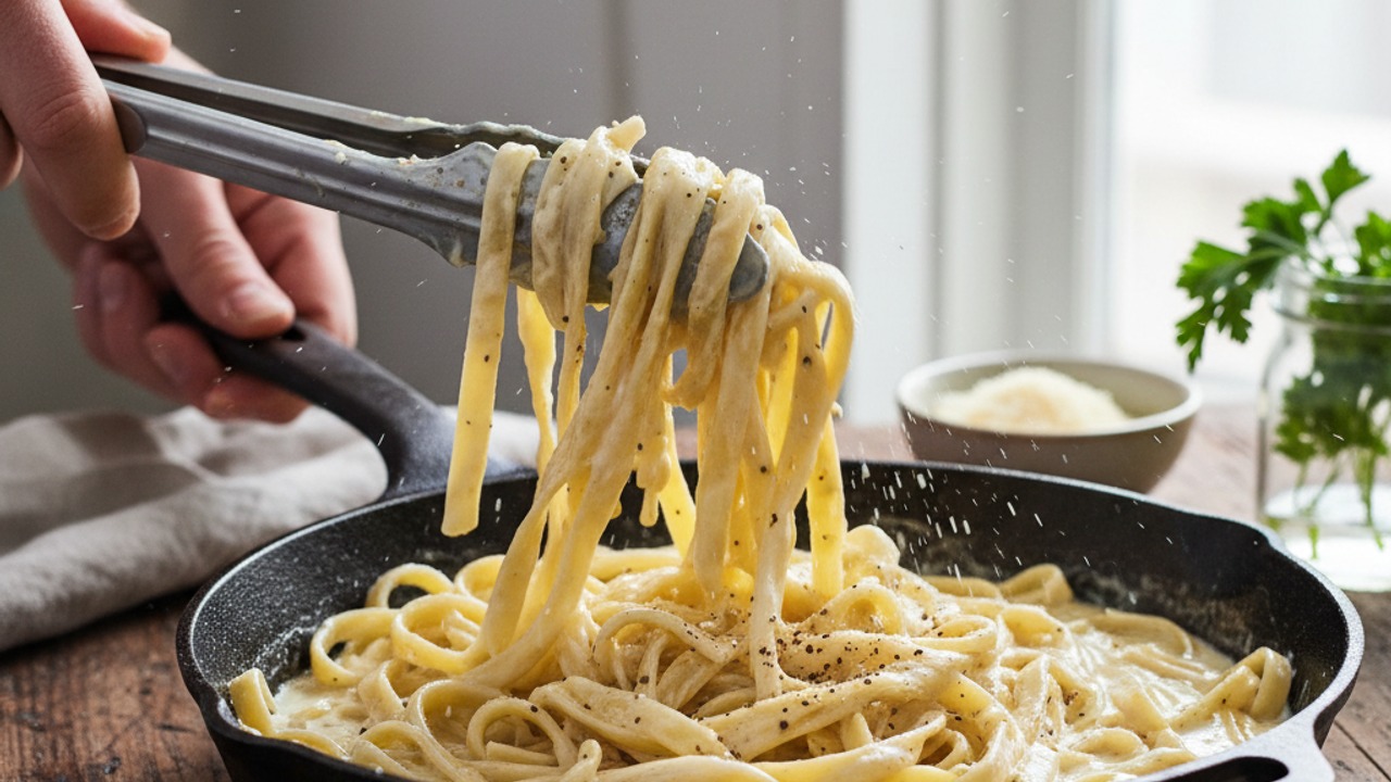 Toss pasta with sauce