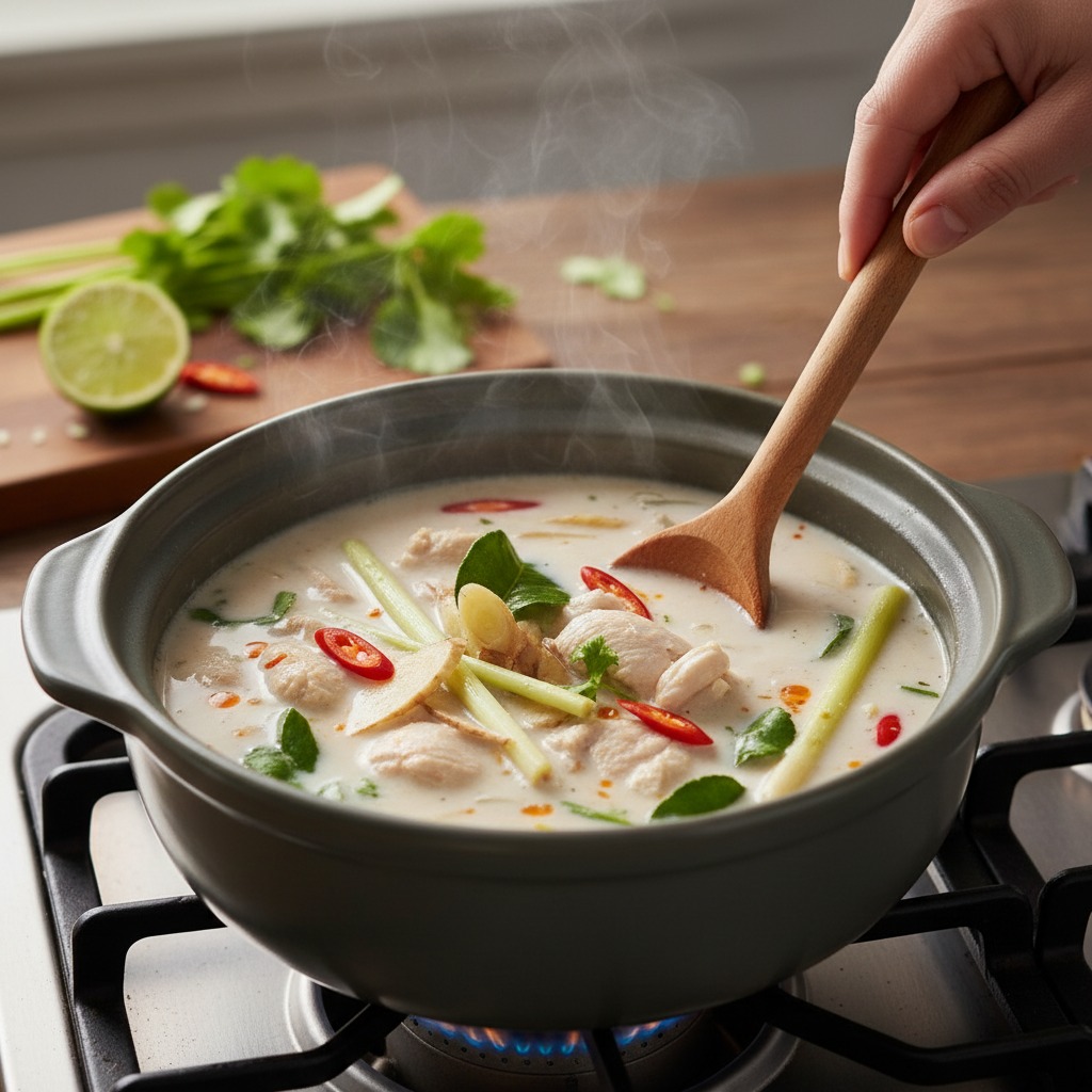 Add coconut milk and heat gently