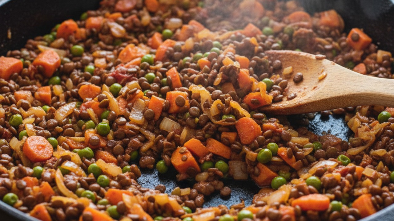 Sauté the vegetables and build the filling