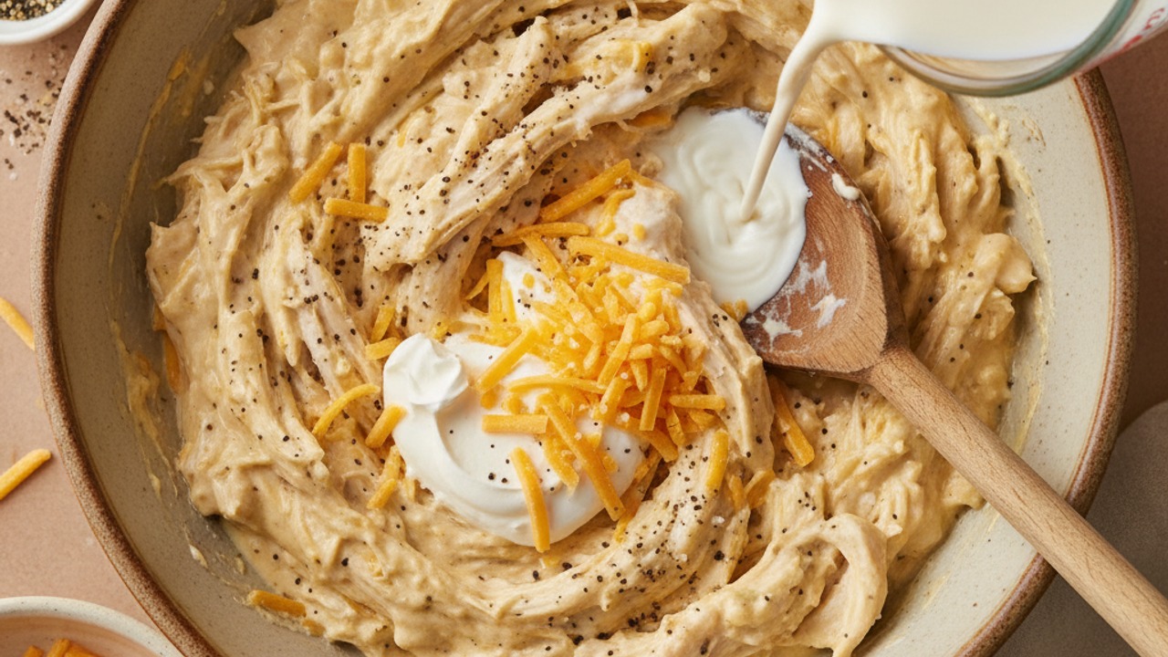 Mix the creamy chicken filling