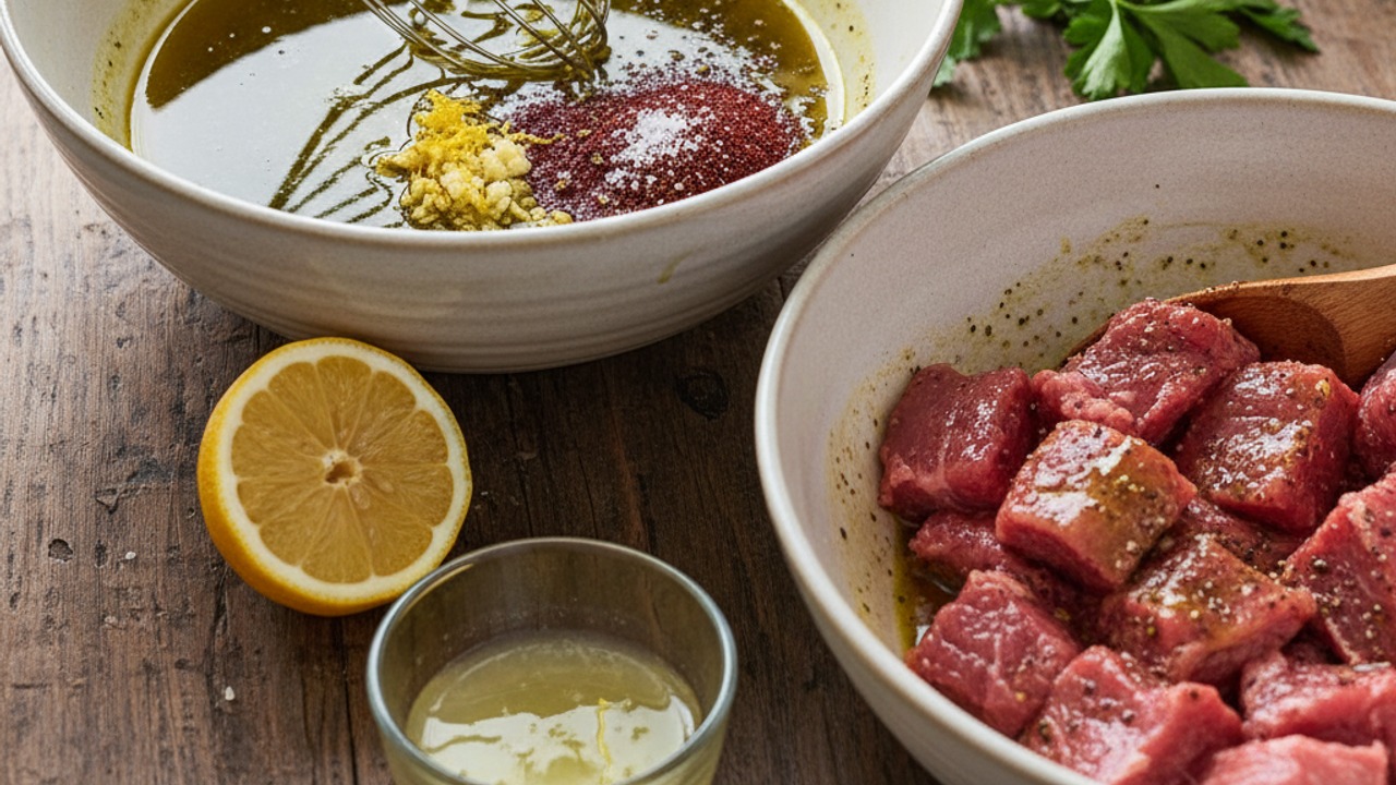 Make the marinade and marinate lamb