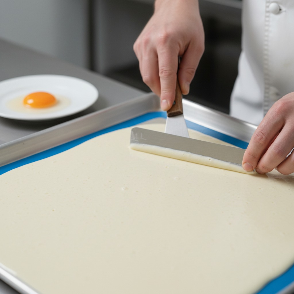 Bake thin almond sponge discs