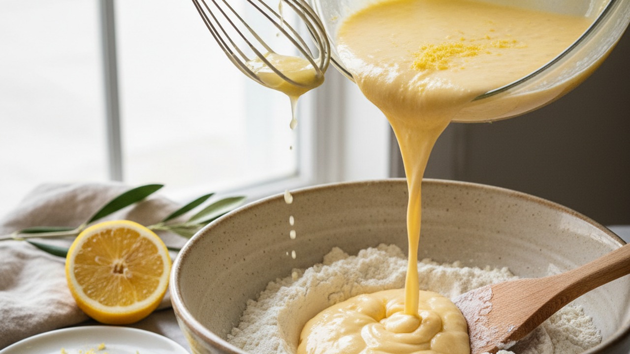Mix wet ingredients and form batter