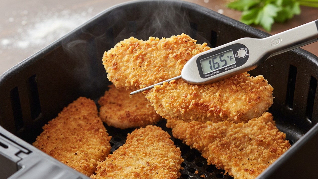 Air-fry the breaded cutlets